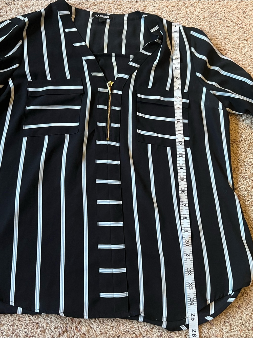 Express Black Top with White Stripe Detail - Picture 2 of 4